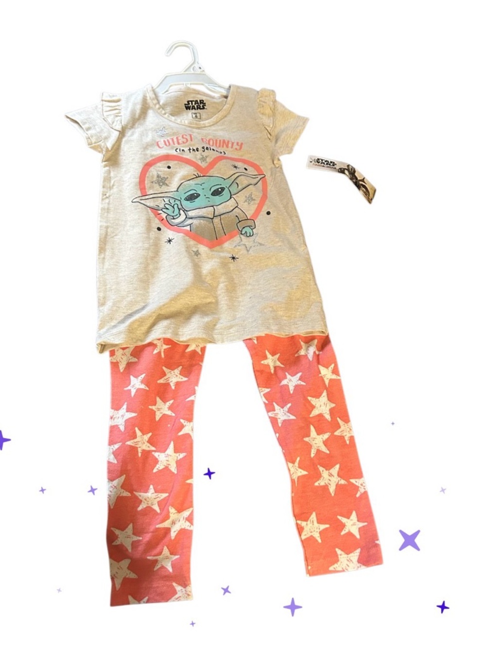 Star Wars Kids Pajama Set - Gray Top & Coral Star Pants
